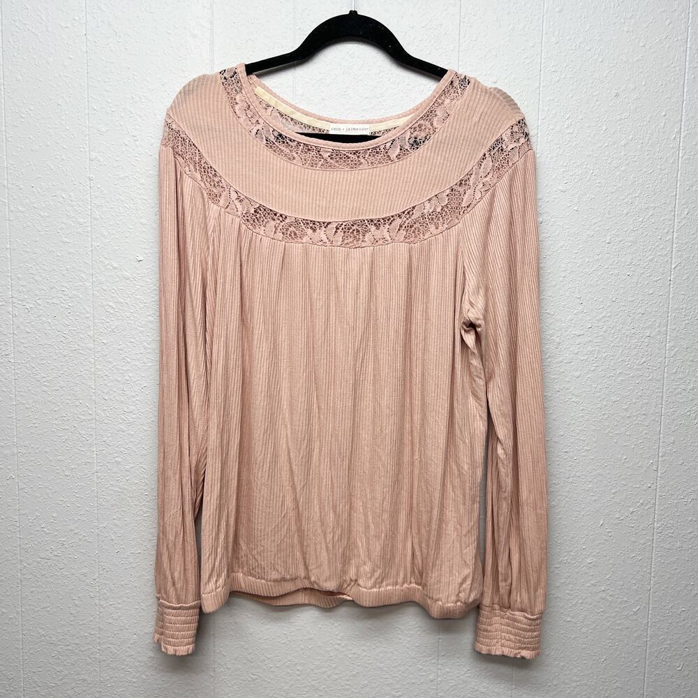 Coco+Jaimeson Lace Flowy Top Womens Large Casual Workwear Party Elegant Stretch